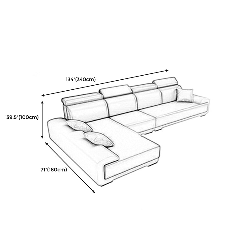 Contemporary High Back Sectionals 39.37" 4-Seater Fabric Square Arm Sofa Clearhalo 'furn' 'furn_sectionals' 'Furniture' 'furniture_sectionals' 'kitchen' 'kitchen_sectionals' 'Living Room Furniture' 'Sectionals' 4785505