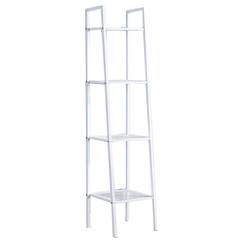 3/4-Shelf Contemporary Vertical Ladder Bookshelf steel Open Bookshelf for Home 14"L x 14"W x 58"H White Clearhalo 'Bookcases' 'furn' 'furn_bookcases' 'Furniture' 'furniture_bookcases' 'kitchen' 'kitchen_bookcases' 'Living Room Furniture' 'Office Furniture' 4789033