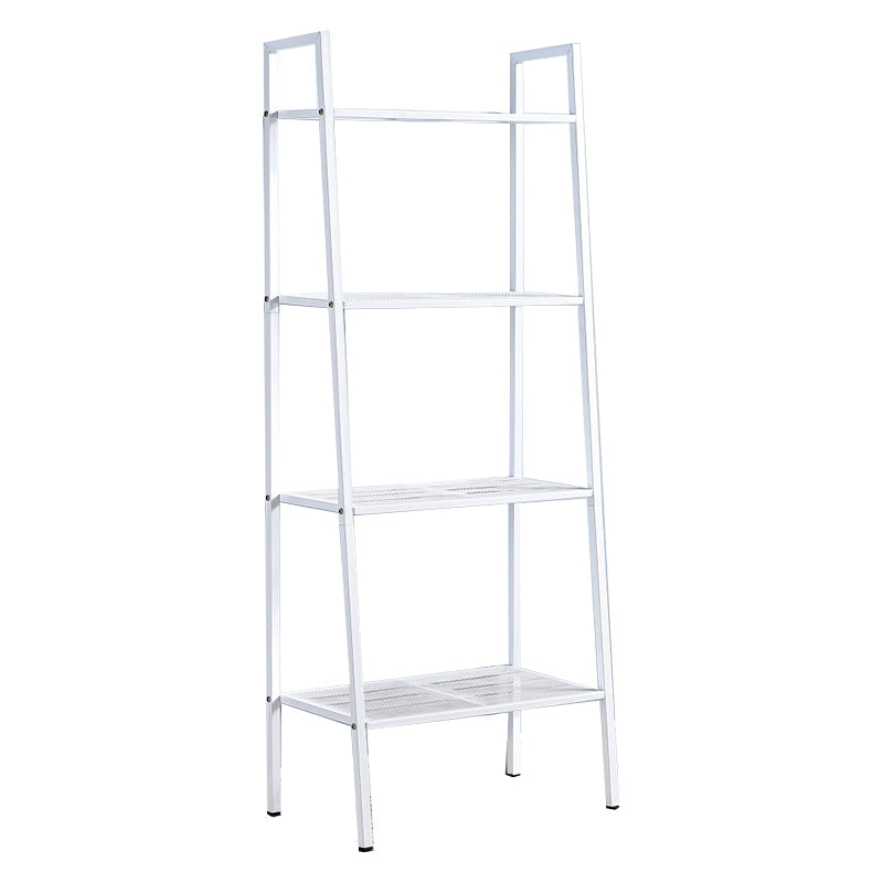 3/4-Shelf Contemporary Vertical Ladder Bookshelf steel Open Bookshelf for Home 23.6"L x 13.8"W x 58.3"H White Clearhalo 'Bookcases' 'furn' 'furn_bookcases' 'Furniture' 'furniture_bookcases' 'kitchen' 'kitchen_bookcases' 'Living Room Furniture' 'Office Furniture' 4789036