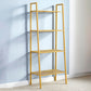 3/4-Shelf Contemporary Vertical Ladder Bookshelf steel Open Bookshelf for Home 23.6"L x 13.8"W x 58.3"H Yellow Clearhalo 'Bookcases' 'furn' 'furn_bookcases' 'Furniture' 'furniture_bookcases' 'kitchen' 'kitchen_bookcases' 'Living Room Furniture' 'Office Furniture' 4789038