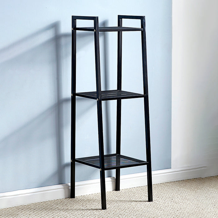 3/4-Shelf Contemporary Vertical Ladder Bookshelf steel Open Bookshelf for Home 13.8"L x 13.8"W x 43.3"H Black Clearhalo 'Bookcases' 'furn' 'furn_bookcases' 'Furniture' 'furniture_bookcases' 'kitchen' 'kitchen_bookcases' 'Living Room Furniture' 'Office Furniture' 4789040