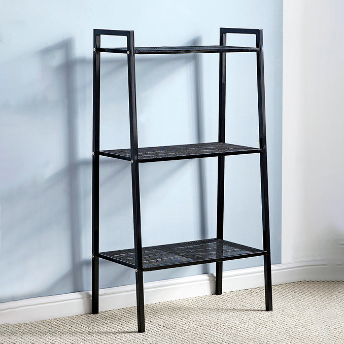 3/4-Shelf Contemporary Vertical Ladder Bookshelf steel Open Bookshelf for Home 24"L x 14"W x 43"H Black Clearhalo 'Bookcases' 'furn' 'furn_bookcases' 'Furniture' 'furniture_bookcases' 'kitchen' 'kitchen_bookcases' 'Living Room Furniture' 'Office Furniture' 4789041