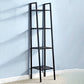 3/4-Shelf Contemporary Vertical Ladder Bookshelf steel Open Bookshelf for Home 14"L x 14"W x 58"H Black Clearhalo 'Bookcases' 'furn' 'furn_bookcases' 'Furniture' 'furniture_bookcases' 'kitchen' 'kitchen_bookcases' 'Living Room Furniture' 'Office Furniture' 4789043