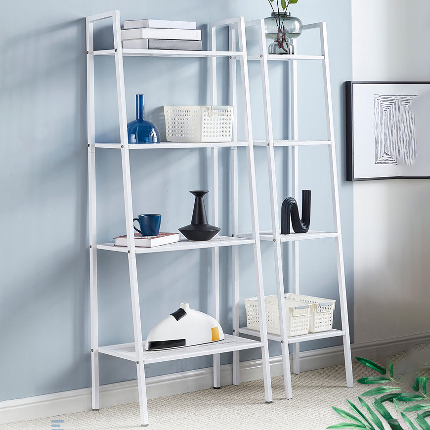3/4-Shelf Contemporary Vertical Ladder Bookshelf steel Open Bookshelf for Home Clearhalo 'Bookcases' 'furn' 'furn_bookcases' 'Furniture' 'furniture_bookcases' 'kitchen' 'kitchen_bookcases' 'Living Room Furniture' 'Office Furniture' 4789052