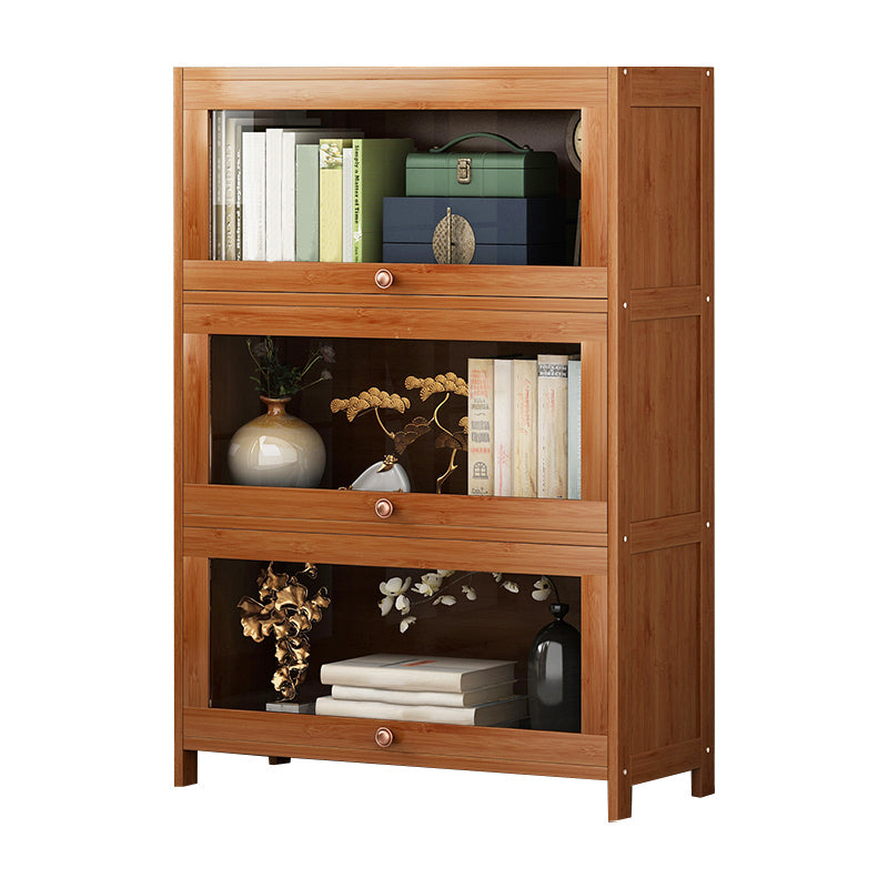 Brown Modern Standard Bookcase Manufactured Wood Bookcase with Door for Home 31"L x 13"W x 42"H Clearhalo 'Bookcases' 'furn' 'furn_bookcases' 'Furniture' 'furniture_bookcases' 'kitchen' 'kitchen_bookcases' 'Living Room Furniture' 'Office Furniture' 4789074
