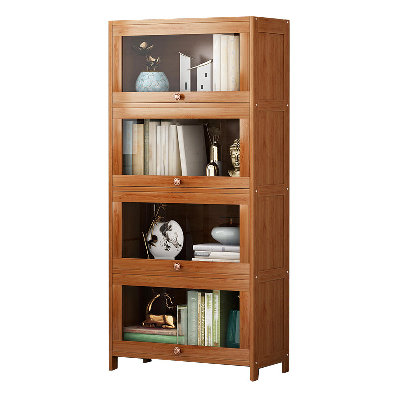 Brown Modern Standard Bookcase Manufactured Wood Bookcase with Door for Home 27.6"L x 13"W x 54.7"H Clearhalo 'Bookcases' 'furn' 'furn_bookcases' 'Furniture' 'furniture_bookcases' 'kitchen' 'kitchen_bookcases' 'Living Room Furniture' 'Office Furniture' 4789076