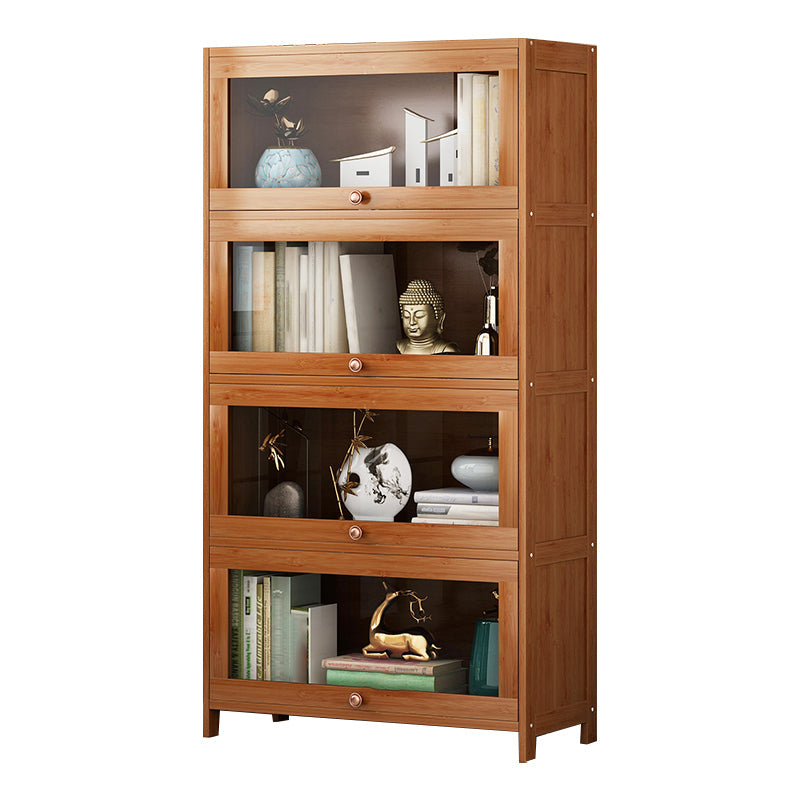 Brown Modern Standard Bookcase Manufactured Wood Bookcase with Door for Home 31.5"L x 13"W x 54.7"H Clearhalo 'Bookcases' 'furn' 'furn_bookcases' 'Furniture' 'furniture_bookcases' 'kitchen' 'kitchen_bookcases' 'Living Room Furniture' 'Office Furniture' 4789077