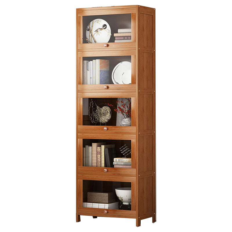 Brown Modern Standard Bookcase Manufactured Wood Bookcase with Door for Home 23.6"L x 13"W x 67.7"H Clearhalo 'Bookcases' 'furn' 'furn_bookcases' 'Furniture' 'furniture_bookcases' 'kitchen' 'kitchen_bookcases' 'Living Room Furniture' 'Office Furniture' 4789078
