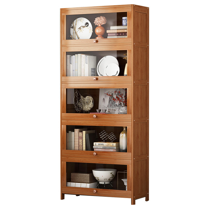 Brown Modern Standard Bookcase Manufactured Wood Bookcase with Door for Home 31.5"L x 13"W x 67.7"H Clearhalo 'Bookcases' 'furn' 'furn_bookcases' 'Furniture' 'furniture_bookcases' 'kitchen' 'kitchen_bookcases' 'Living Room Furniture' 'Office Furniture' 4789080