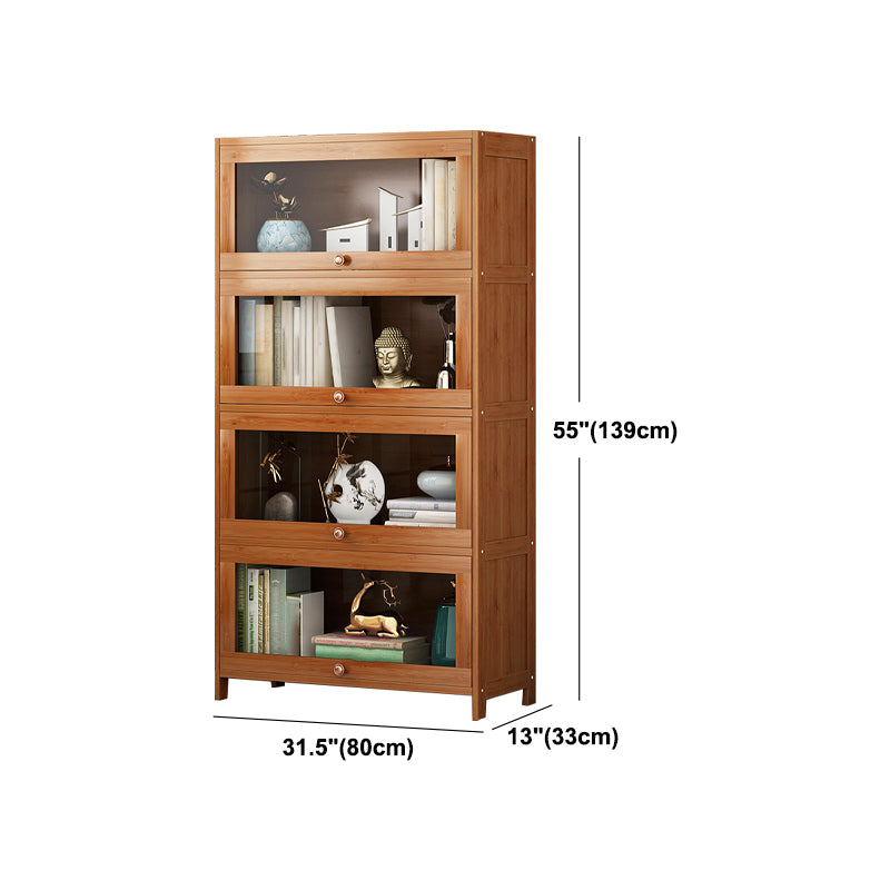 Brown Modern Standard Bookcase Manufactured Wood Bookcase with Door for Home Clearhalo 'Bookcases' 'furn' 'furn_bookcases' 'Furniture' 'furniture_bookcases' 'kitchen' 'kitchen_bookcases' 'Living Room Furniture' 'Office Furniture' 4789092