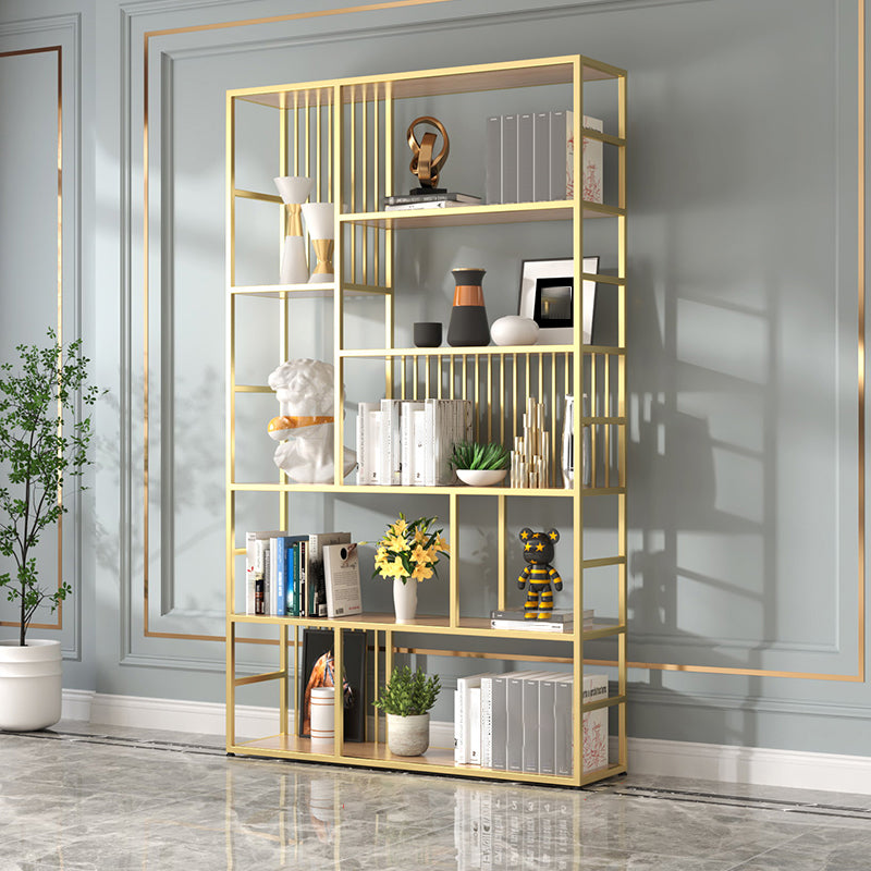 Manufactured Wood Shelf Etagere Bookshelf Modern Iron Frame Bookshelf for Office Gold Clearhalo 'Bookcases' 'furn' 'furn_bookcases' 'Furniture' 'furniture_bookcases' 'kitchen' 'kitchen_bookcases' 'Living Room Furniture' 'Office Furniture' 4789099