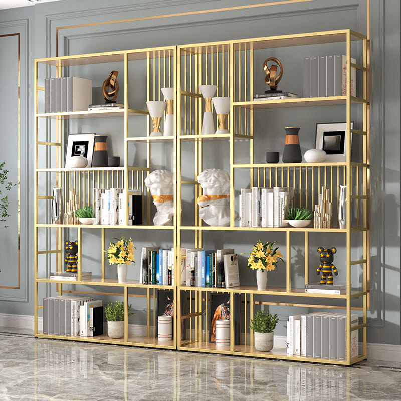 Manufactured Wood Shelf Etagere Bookshelf Modern Iron Frame Bookshelf for Office Gold Clearhalo 'Bookcases' 'furn' 'furn_bookcases' 'Furniture' 'furniture_bookcases' 'kitchen' 'kitchen_bookcases' 'Living Room Furniture' 'Office Furniture' 4789100