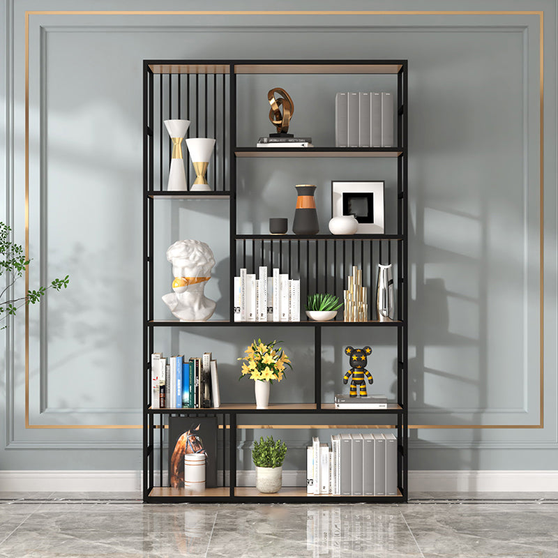 Manufactured Wood Shelf Etagere Bookshelf Modern Iron Frame Bookshelf for Office Black Clearhalo 'Bookcases' 'furn' 'furn_bookcases' 'Furniture' 'furniture_bookcases' 'kitchen' 'kitchen_bookcases' 'Living Room Furniture' 'Office Furniture' 4789105