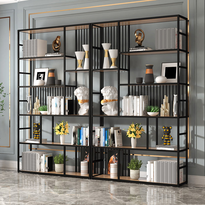 Manufactured Wood Shelf Etagere Bookshelf Modern Iron Frame Bookshelf for Office Black Clearhalo 'Bookcases' 'furn' 'furn_bookcases' 'Furniture' 'furniture_bookcases' 'kitchen' 'kitchen_bookcases' 'Living Room Furniture' 'Office Furniture' 4789106