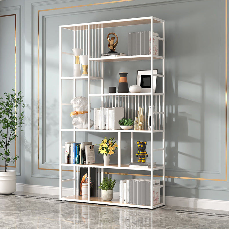 Manufactured Wood Shelf Etagere Bookshelf Modern Iron Frame Bookshelf for Office White Clearhalo 'Bookcases' 'furn' 'furn_bookcases' 'Furniture' 'furniture_bookcases' 'kitchen' 'kitchen_bookcases' 'Living Room Furniture' 'Office Furniture' 4789110