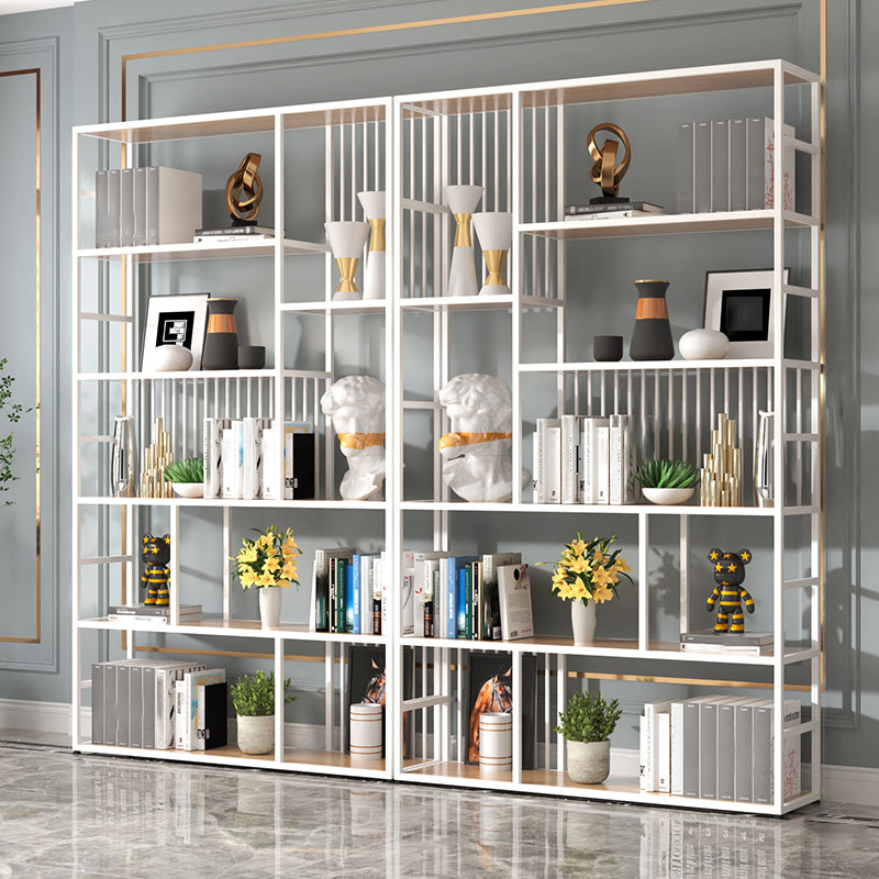 Manufactured Wood Shelf Etagere Bookshelf Modern Iron Frame Bookshelf for Office White Clearhalo 'Bookcases' 'furn' 'furn_bookcases' 'Furniture' 'furniture_bookcases' 'kitchen' 'kitchen_bookcases' 'Living Room Furniture' 'Office Furniture' 4789112