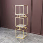 Modern Vertical Etagere Bookshelf Manufactured Wood Shelf Iron Frame Bookshelf 12"L x 12"W x 47"H Gold Clearhalo 'Bookcases' 'furn' 'furn_bookcases' 'Furniture' 'furniture_bookcases' 'kitchen' 'kitchen_bookcases' 'Living Room Furniture' 'Office Furniture' 4789122