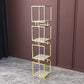 Modern Vertical Etagere Bookshelf Manufactured Wood Shelf Iron Frame Bookshelf 11.8"L x 11.8"W x 63"H Gold Clearhalo 'Bookcases' 'furn' 'furn_bookcases' 'Furniture' 'furniture_bookcases' 'kitchen' 'kitchen_bookcases' 'Living Room Furniture' 'Office Furniture' 4789124