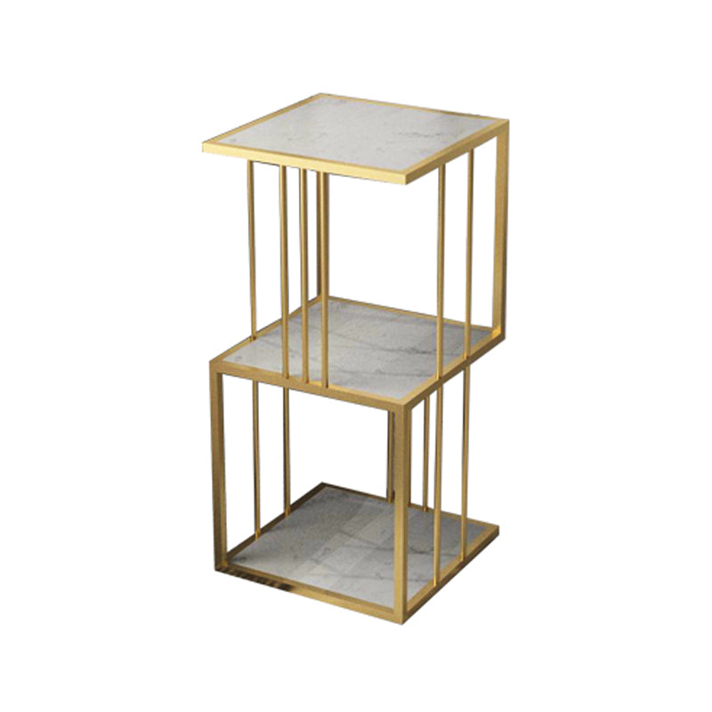 Modern Vertical Etagere Bookshelf Manufactured Wood Shelf Iron Frame Bookshelf 13.8"L x 13.8"W x 35.4"H Gold Clearhalo 'Bookcases' 'furn' 'furn_bookcases' 'Furniture' 'furniture_bookcases' 'kitchen' 'kitchen_bookcases' 'Living Room Furniture' 'Office Furniture' 4789125