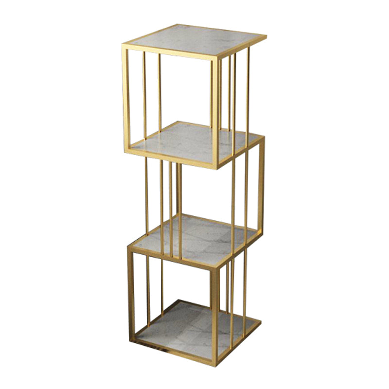 Modern Vertical Etagere Bookshelf Manufactured Wood Shelf Iron Frame Bookshelf 14"L x 14"W x 47"H Gold Clearhalo 'Bookcases' 'furn' 'furn_bookcases' 'Furniture' 'furniture_bookcases' 'kitchen' 'kitchen_bookcases' 'Living Room Furniture' 'Office Furniture' 4789128