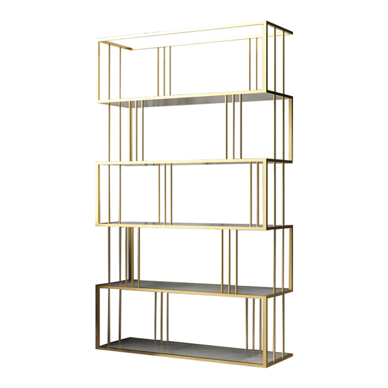 Modern Vertical Etagere Bookshelf Manufactured Wood Shelf Iron Frame Bookshelf 47.2"L x 11.8"W x 70.9"H Gold Clearhalo 'Bookcases' 'furn' 'furn_bookcases' 'Furniture' 'furniture_bookcases' 'kitchen' 'kitchen_bookcases' 'Living Room Furniture' 'Office Furniture' 4789135