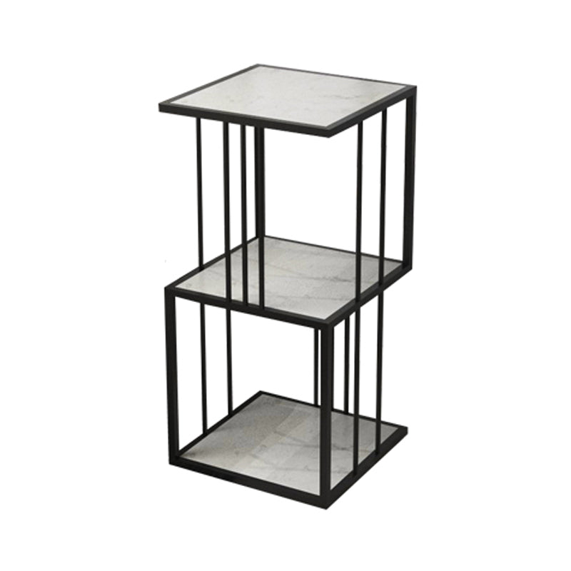 Modern Vertical Etagere Bookshelf Manufactured Wood Shelf Iron Frame Bookshelf 13.8"L x 13.8"W x 35.4"H Black Clearhalo 'Bookcases' 'furn' 'furn_bookcases' 'Furniture' 'furniture_bookcases' 'kitchen' 'kitchen_bookcases' 'Living Room Furniture' 'Office Furniture' 4789139