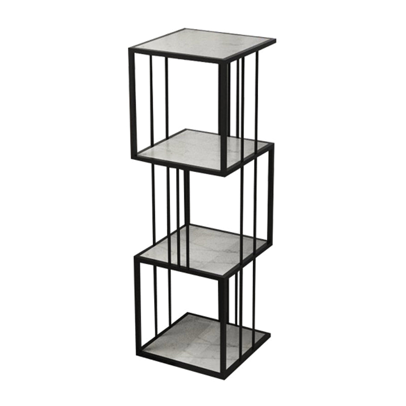 Modern Vertical Etagere Bookshelf Manufactured Wood Shelf Iron Frame Bookshelf 14"L x 14"W x 47"H Black Clearhalo 'Bookcases' 'furn' 'furn_bookcases' 'Furniture' 'furniture_bookcases' 'kitchen' 'kitchen_bookcases' 'Living Room Furniture' 'Office Furniture' 4789140