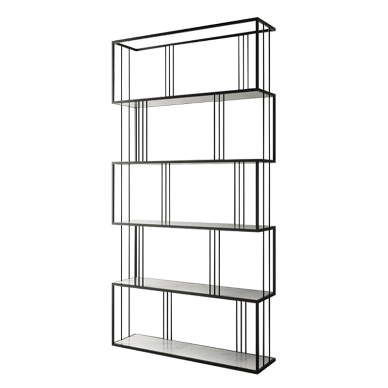 Modern Vertical Etagere Bookshelf Manufactured Wood Shelf Iron Frame Bookshelf 35.4"L x 11.8"W x 70.9"H Black Clearhalo 'Bookcases' 'furn' 'furn_bookcases' 'Furniture' 'furniture_bookcases' 'kitchen' 'kitchen_bookcases' 'Living Room Furniture' 'Office Furniture' 4789144