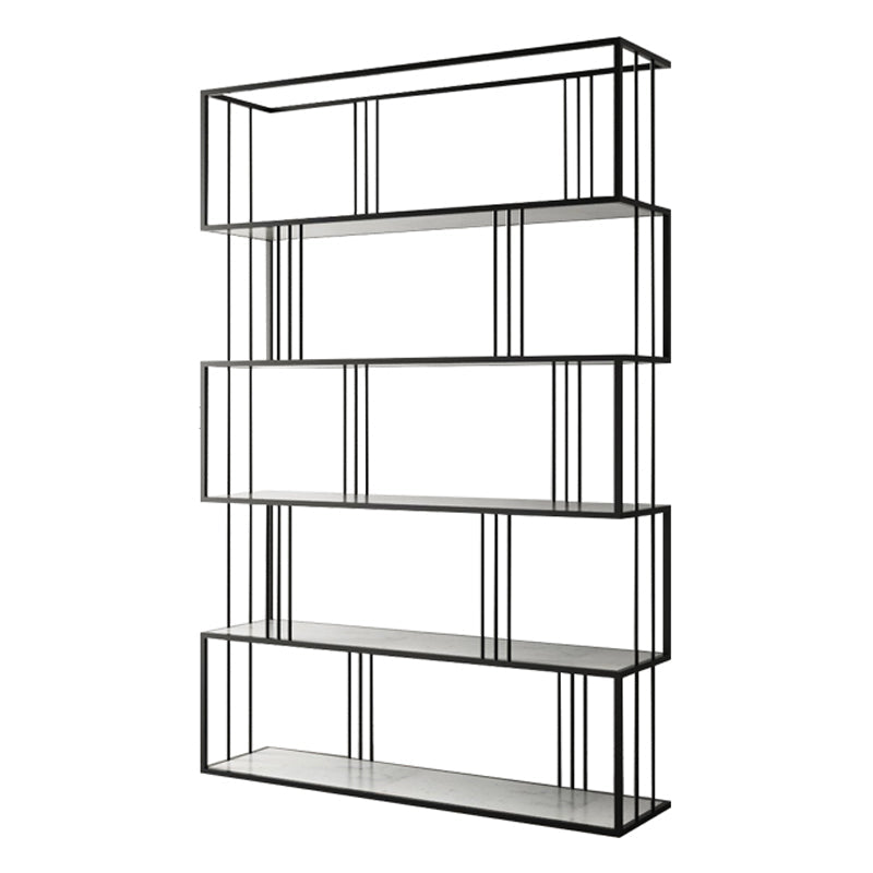 Modern Vertical Etagere Bookshelf Manufactured Wood Shelf Iron Frame Bookshelf 47.2"L x 11.8"W x 70.9"H Black Clearhalo 'Bookcases' 'furn' 'furn_bookcases' 'Furniture' 'furniture_bookcases' 'kitchen' 'kitchen_bookcases' 'Living Room Furniture' 'Office Furniture' 4789145