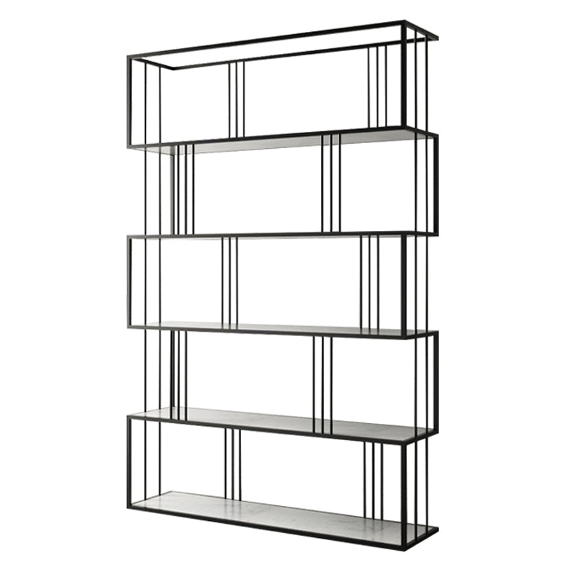 Modern Vertical Etagere Bookshelf Manufactured Wood Shelf Iron Frame Bookshelf 59.1"L x 11.8"W x 70.9"H Black Clearhalo 'Bookcases' 'furn' 'furn_bookcases' 'Furniture' 'furniture_bookcases' 'kitchen' 'kitchen_bookcases' 'Living Room Furniture' 'Office Furniture' 4789146