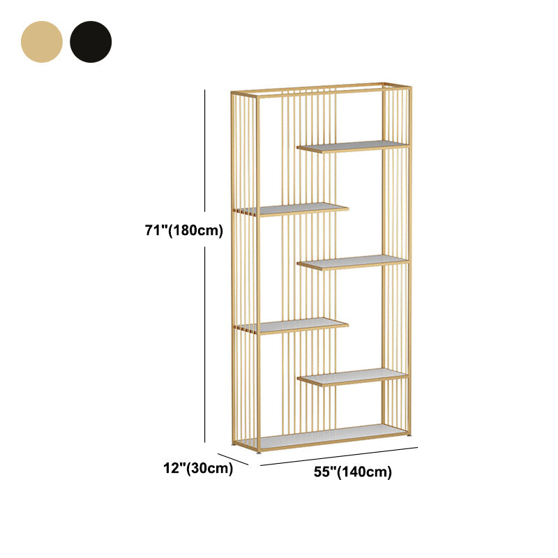 Open Vertical Etagere Bookshelf White Manufactured Wood Shelf Iron Frame Bookshelf Clearhalo 'Bookcases' 'furn' 'furn_bookcases' 'Furniture' 'furniture_bookcases' 'kitchen' 'kitchen_bookcases' 'Living Room Furniture' 'Office Furniture' 4789171