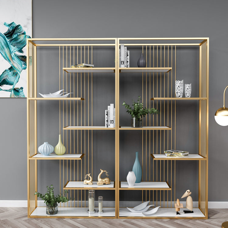 5-Shelf Modern Vertical Etagere Bookshelf Iron Frame Manufactured Wood Shelf Bookshelf Clearhalo 'Bookcases' 'furn' 'furn_bookcases' 'Furniture' 'furniture_bookcases' 'kitchen' 'kitchen_bookcases' 'Living Room Furniture' 'Office Furniture' 4789172