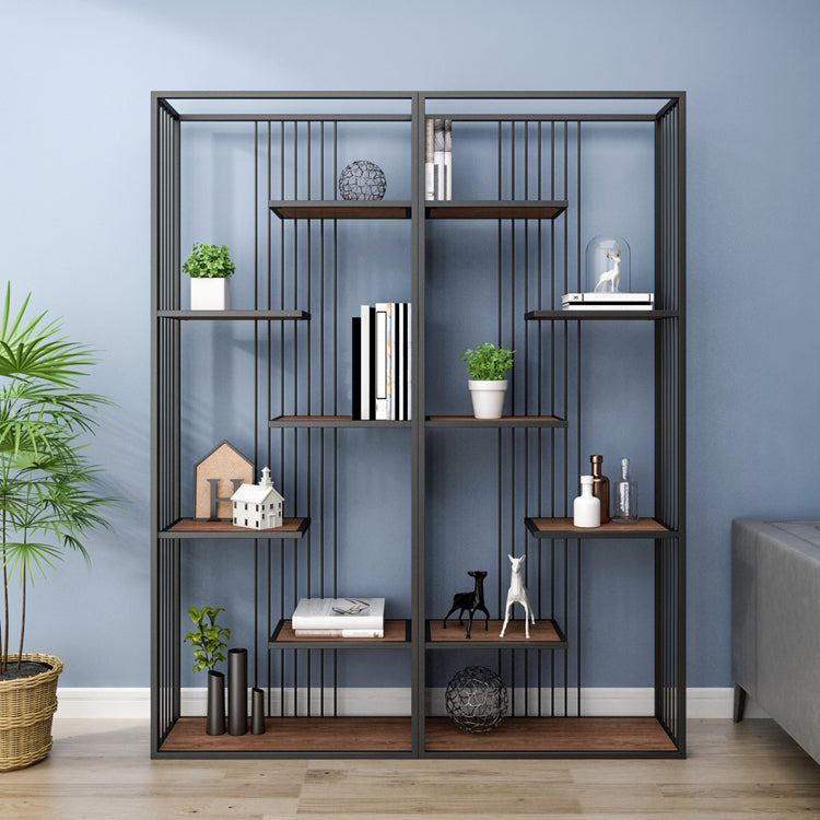5-Shelf Modern Vertical Etagere Bookshelf Iron Frame Manufactured Wood Shelf Bookshelf Clearhalo 'Bookcases' 'furn' 'furn_bookcases' 'Furniture' 'furniture_bookcases' 'kitchen' 'kitchen_bookcases' 'Living Room Furniture' 'Office Furniture' 4789176