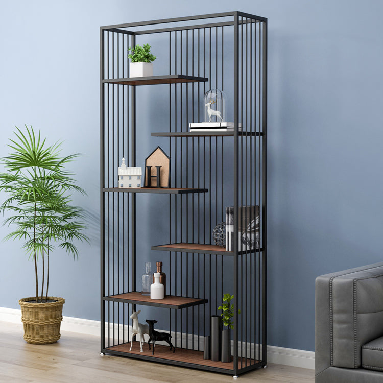 5-Shelf Modern Vertical Etagere Bookshelf Iron Frame Manufactured Wood Shelf Bookshelf Clearhalo 'Bookcases' 'furn' 'furn_bookcases' 'Furniture' 'furniture_bookcases' 'kitchen' 'kitchen_bookcases' 'Living Room Furniture' 'Office Furniture' 4789177