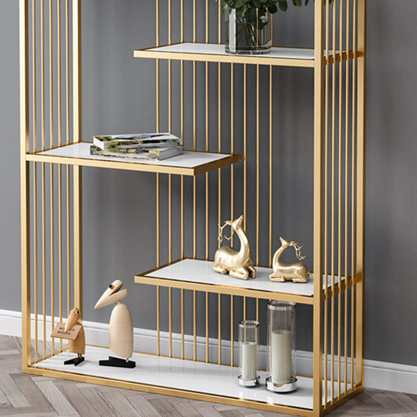 5-Shelf Modern Vertical Etagere Bookshelf Iron Frame Manufactured Wood Shelf Bookshelf Clearhalo 'Bookcases' 'furn' 'furn_bookcases' 'Furniture' 'furniture_bookcases' 'kitchen' 'kitchen_bookcases' 'Living Room Furniture' 'Office Furniture' 4789182