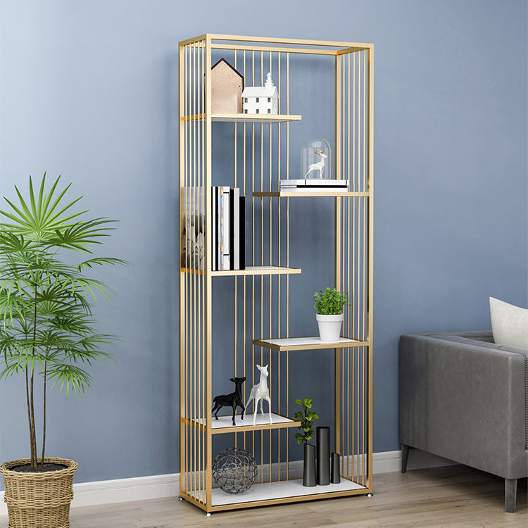 5-Shelf Modern Vertical Etagere Bookshelf Iron Frame Manufactured Wood Shelf Bookshelf Clearhalo 'Bookcases' 'furn' 'furn_bookcases' 'Furniture' 'furniture_bookcases' 'kitchen' 'kitchen_bookcases' 'Living Room Furniture' 'Office Furniture' 4789184