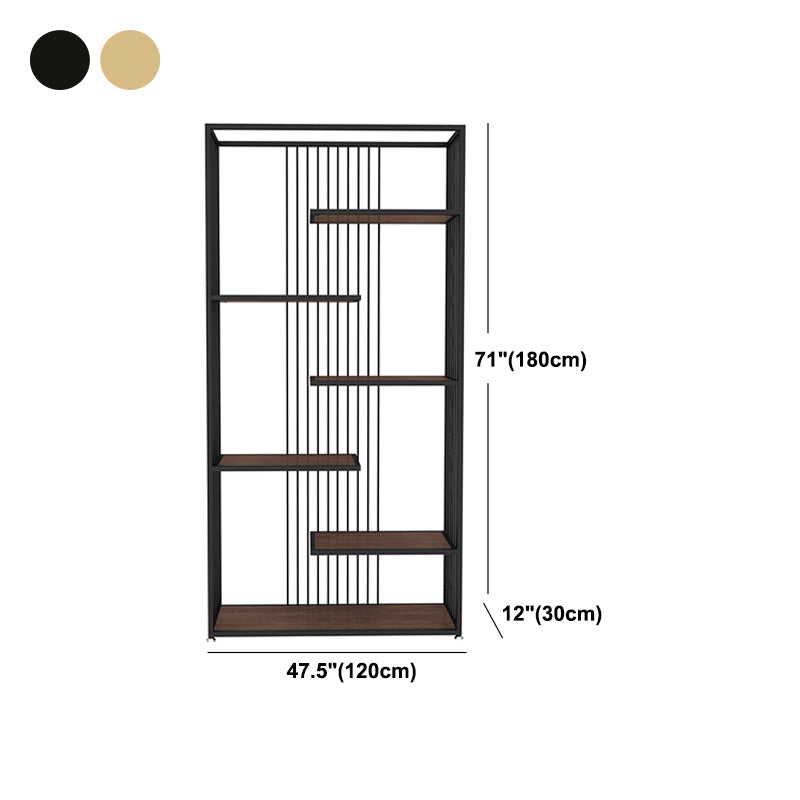 5-Shelf Modern Vertical Etagere Bookshelf Iron Frame Manufactured Wood Shelf Bookshelf Clearhalo 'Bookcases' 'furn' 'furn_bookcases' 'Furniture' 'furniture_bookcases' 'kitchen' 'kitchen_bookcases' 'Living Room Furniture' 'Office Furniture' 4789187