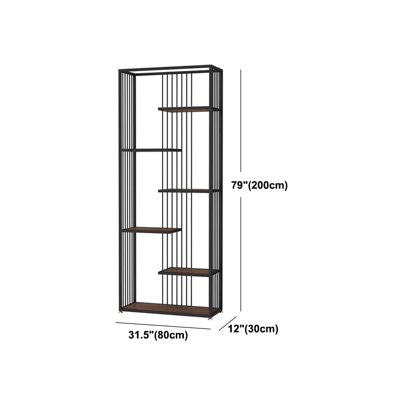 5-Shelf Modern Vertical Etagere Bookshelf Iron Frame Manufactured Wood Shelf Bookshelf Clearhalo 'Bookcases' 'furn' 'furn_bookcases' 'Furniture' 'furniture_bookcases' 'kitchen' 'kitchen_bookcases' 'Living Room Furniture' 'Office Furniture' 4789188