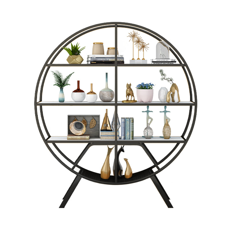 Contemporary Open Etagere Bookshelf Vertical Metal Frame Manufactured Wood Shelf Bookshelf Black White Clearhalo 'Bookcases' 'furn' 'furn_bookcases' 'Furniture' 'furniture_bookcases' 'kitchen' 'kitchen_bookcases' 'Living Room Furniture' 'Office Furniture' 4789192