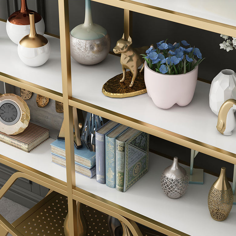 Contemporary Open Etagere Bookshelf Vertical Metal Frame Manufactured Wood Shelf Bookshelf Clearhalo 'Bookcases' 'furn' 'furn_bookcases' 'Furniture' 'furniture_bookcases' 'kitchen' 'kitchen_bookcases' 'Living Room Furniture' 'Office Furniture' 4789197