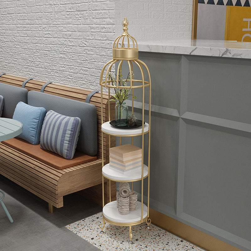 Glam Vertical Standard Bookshelf Iron Frame Manufactured Wood Shelf Bookshelf Clearhalo 'Bookcases' 'furn' 'furn_bookcases' 'Furniture' 'furniture_bookcases' 'kitchen' 'kitchen_bookcases' 'Living Room Furniture' 'Office Furniture' 4789215