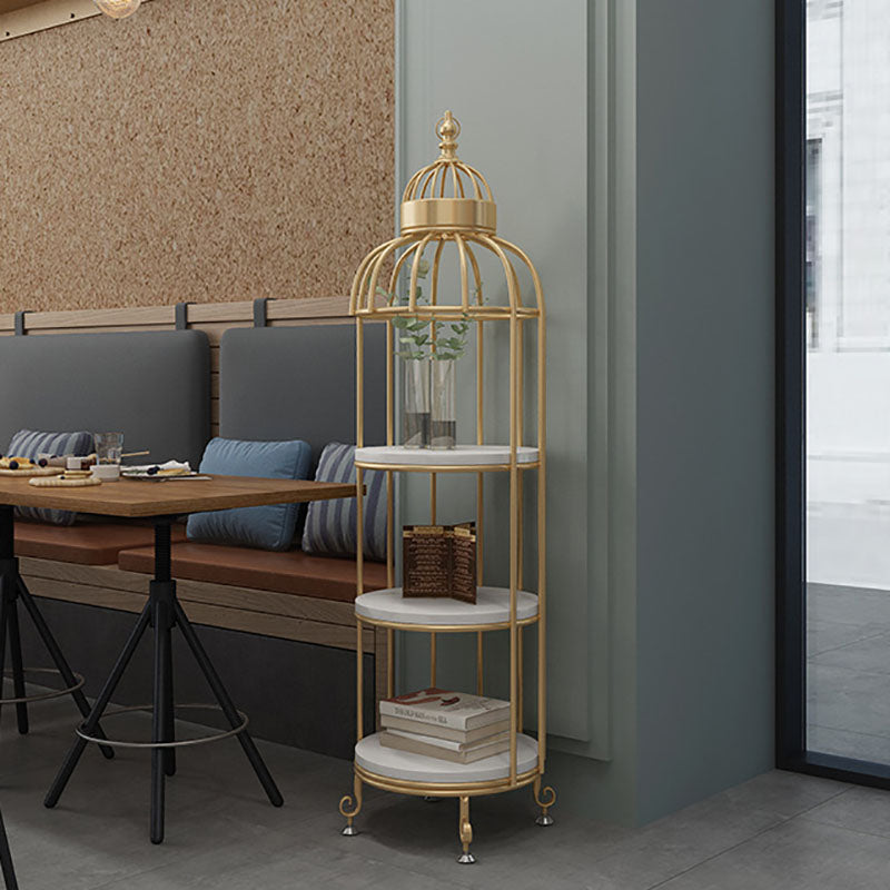 Glam Vertical Standard Bookshelf Iron Frame Manufactured Wood Shelf Bookshelf Clearhalo 'Bookcases' 'furn' 'furn_bookcases' 'Furniture' 'furniture_bookcases' 'kitchen' 'kitchen_bookcases' 'Living Room Furniture' 'Office Furniture' 4789216