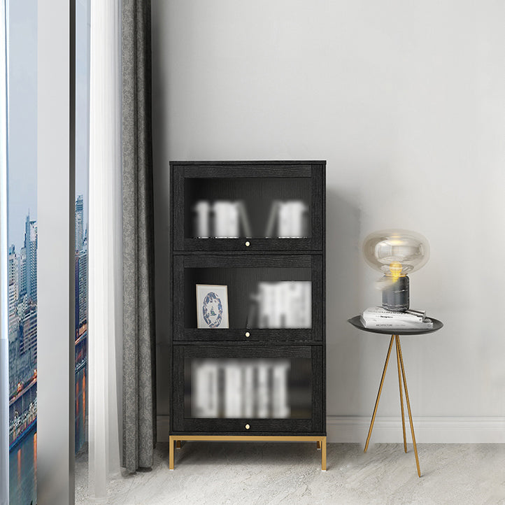 11.81"W Bookcase Glam Style Shelf Bookcase for Home and Office with Door 21.5"L x 11.8"W x 50.2"H Black Clearhalo 'Bookcases' 'furn' 'furn_bookcases' 'Furniture' 'furniture_bookcases' 'kitchen' 'kitchen_bookcases' 'Living Room Furniture' 'Office Furniture' 4789259