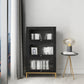 11.81"W Bookcase Glam Style Shelf Bookcase for Home and Office with Door 29.4"L x 11.8"W x 50.2"H Black Clearhalo 'Bookcases' 'furn' 'furn_bookcases' 'Furniture' 'furniture_bookcases' 'kitchen' 'kitchen_bookcases' 'Living Room Furniture' 'Office Furniture' 4789261