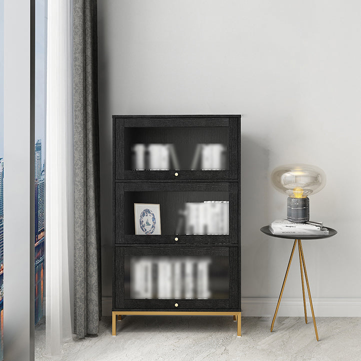 11.81"W Bookcase Glam Style Shelf Bookcase for Home and Office with Door 29.4"L x 11.8"W x 50.2"H Black Clearhalo 'Bookcases' 'furn' 'furn_bookcases' 'Furniture' 'furniture_bookcases' 'kitchen' 'kitchen_bookcases' 'Living Room Furniture' 'Office Furniture' 4789261