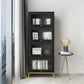 11.81"W Bookcase Glam Style Shelf Bookcase for Home and Office with Door 21.5"L x 11.8"W x 64.8"H Black Clearhalo 'Bookcases' 'furn' 'furn_bookcases' 'Furniture' 'furniture_bookcases' 'kitchen' 'kitchen_bookcases' 'Living Room Furniture' 'Office Furniture' 4789262