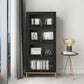 11.81"W Bookcase Glam Style Shelf Bookcase for Home and Office with Door 29.4"L x 11.8"W x 64.8"H Black Clearhalo 'Bookcases' 'furn' 'furn_bookcases' 'Furniture' 'furniture_bookcases' 'kitchen' 'kitchen_bookcases' 'Living Room Furniture' 'Office Furniture' 4789265