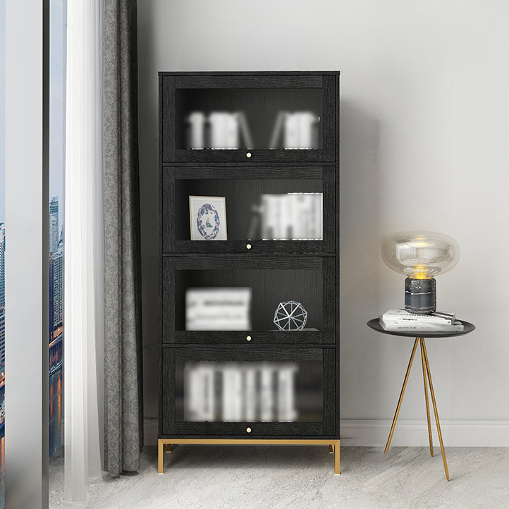 11.81"W Bookcase Glam Style Shelf Bookcase for Home and Office with Door 29.4"L x 11.8"W x 64.8"H Black Clearhalo 'Bookcases' 'furn' 'furn_bookcases' 'Furniture' 'furniture_bookcases' 'kitchen' 'kitchen_bookcases' 'Living Room Furniture' 'Office Furniture' 4789265