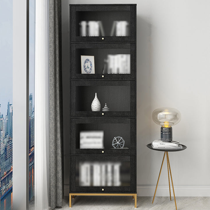 11.81"W Bookcase Glam Style Shelf Bookcase for Home and Office with Door 21.5"L x 11.8"W x 79.5"H Black Clearhalo 'Bookcases' 'furn' 'furn_bookcases' 'Furniture' 'furniture_bookcases' 'kitchen' 'kitchen_bookcases' 'Living Room Furniture' 'Office Furniture' 4789267