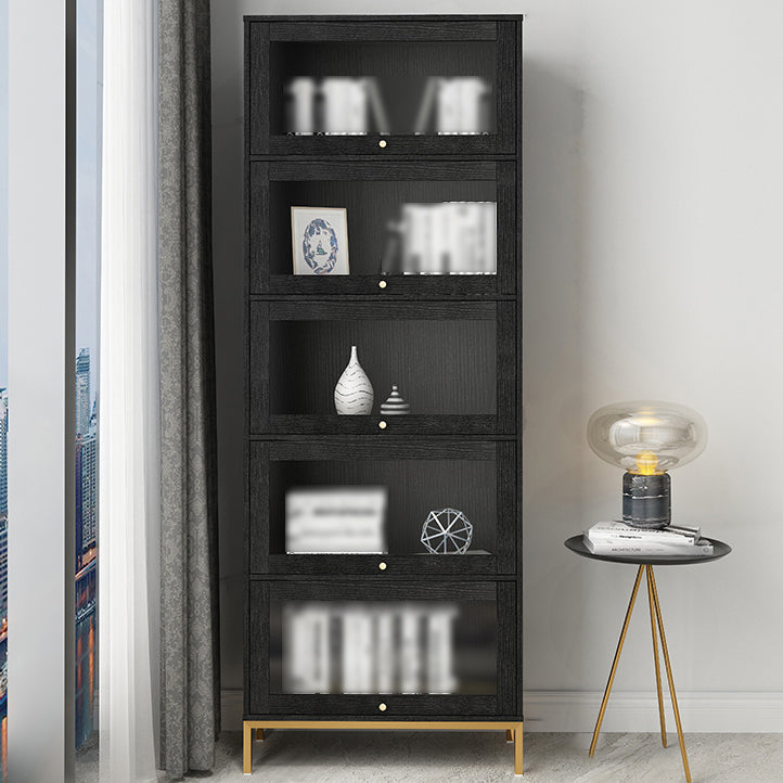 11.81"W Bookcase Glam Style Shelf Bookcase for Home and Office with Door 29.4"L x 11.8"W x 79.5"H Black Clearhalo 'Bookcases' 'furn' 'furn_bookcases' 'Furniture' 'furniture_bookcases' 'kitchen' 'kitchen_bookcases' 'Living Room Furniture' 'Office Furniture' 4789269